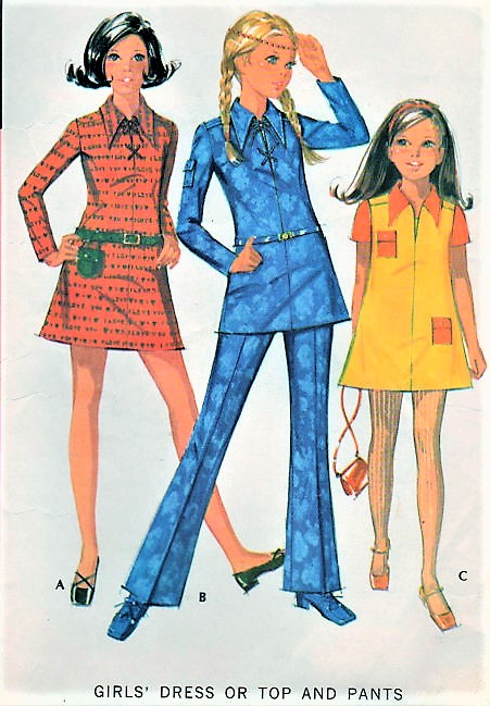 1970s RETRO Girls Lace Up Dress Tunic and Pants Pattern McCALLS 2482 Hip Styles Size 8 Childrens Vintage Sewing Pattern UNCUT