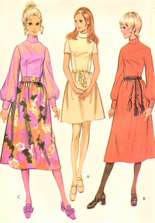 1970s LOVELY Day or Party Dress Pattern McCALLS 2599 Mini or Midi Dress, Fab Design Details Bust 32 Vintage Sewing Pattern UNCUT