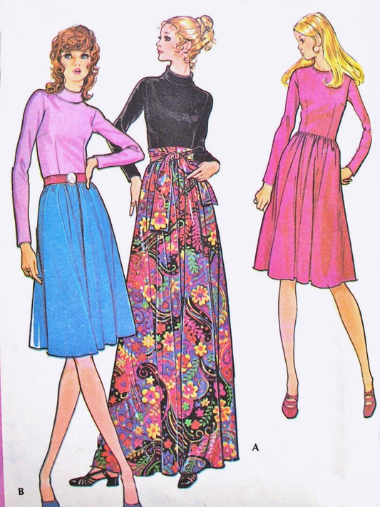 RETRO 70s Day or MAXI Dress Pattern McCalls 2946 Regular or Evening Maxi Lengths UNCUT Vintage Sewing Pattern Several Sizes Available