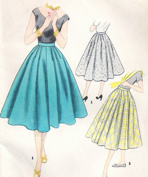 1950s BEAUTIFUL Full Skirt Pattern McCalls 3307 Flattering Outside or Inside Hip Darts Waist 26 Vintage Sewing Pattern