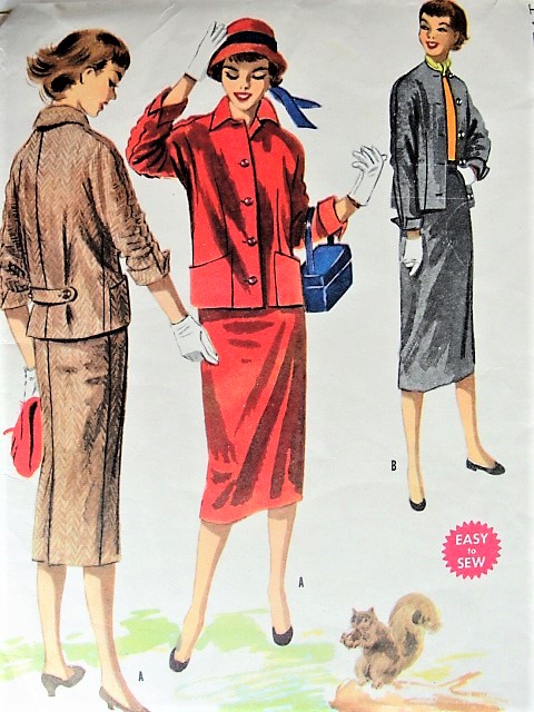 1950s EASY To Sew Slim Skirt Suit Pattern McCALLS 3403 Casual Design Bust 34 Vintage Sewing Pattern