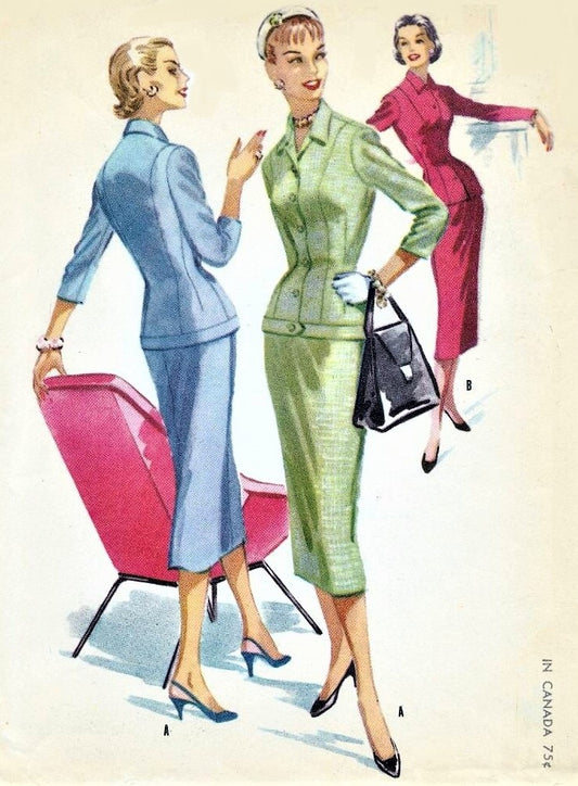 1950s STUNNING Slim Skirt Suit Pattern McCALLS 3574 Figure Show Off  Daytime or After 5 Two Pc Suit Bust 32 Vintage Sewing Pattern