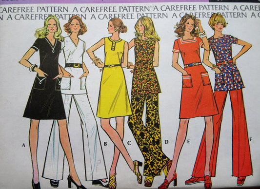 1970s Basic Dress or Tunic and Pants Pattern McCALLs 3576 Great Easy Retro Wardrobe, Bust 36 Vintage Sewing Pattern FF