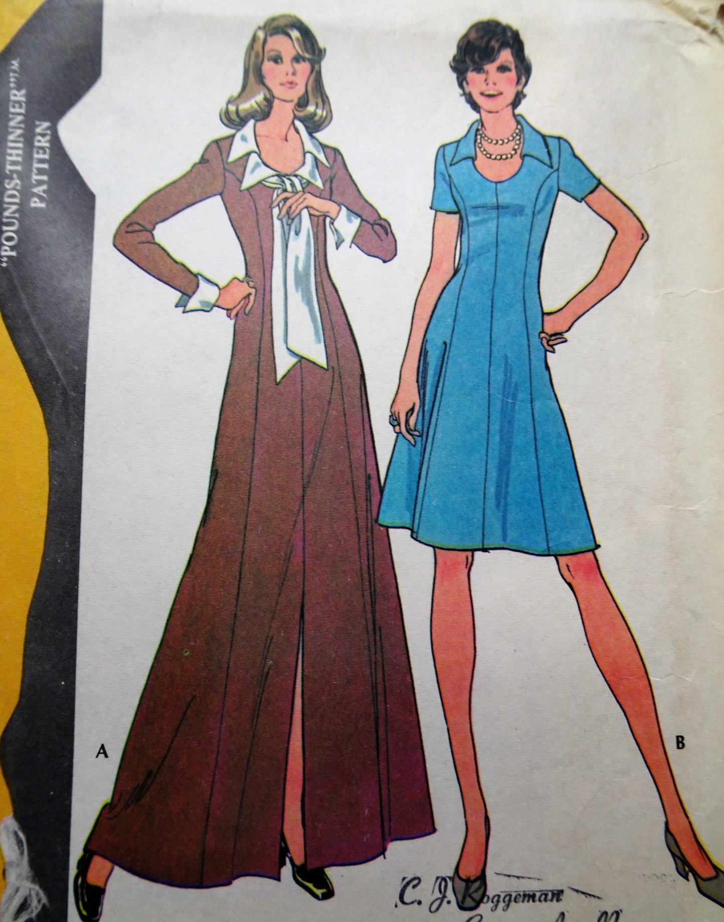 FAB 1970s Evening or Day Dress Pattern McCALLS 3703 Two Flattering Princess Dress Versions,Evening Maxi Length or Daytime, Bust 34 Vintage Sewing Pattern