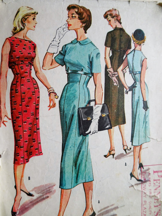 1950s BEAUTIFUL Slim Dress and Bolero Pattern McCALLS 3778 Daytime or Evening, Bust 38 Vintage Sewing Pattern