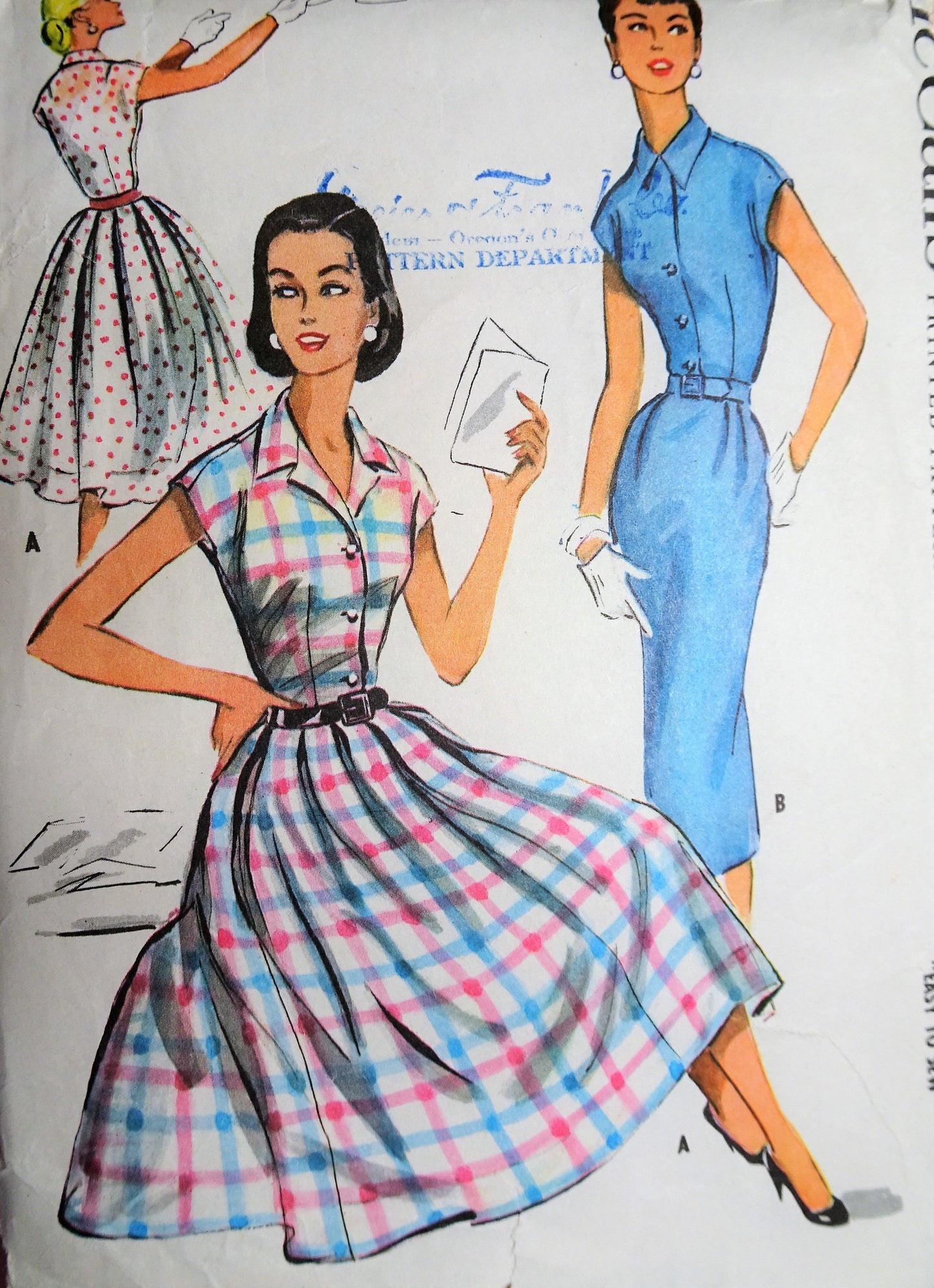 1950s ROCKABILLY Slim or Full Skirt Dress Pattern McCALLS 4003 Bust 36 Easy To Sew Vintage Sewing Pattern