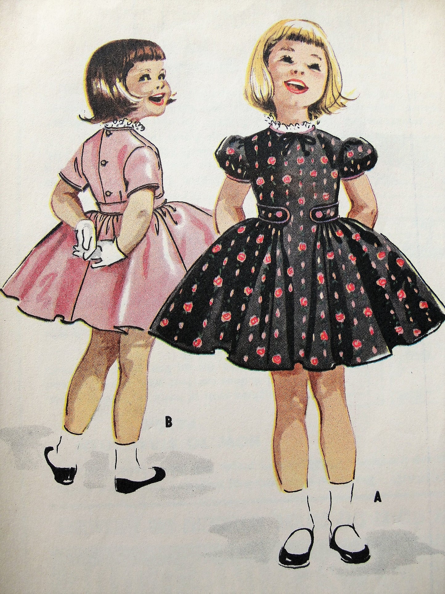 1950s Vintage CUTE Childs Dress with Puffed or Short Sleeves McCalls 4383  Chest 23 Sewing Pattern
