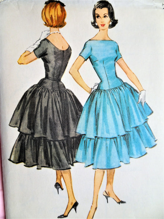 1950s MCCALLS 4558 Dress Pattern Lovely Party Dress Bust 32 Vintage Sewing Pattern