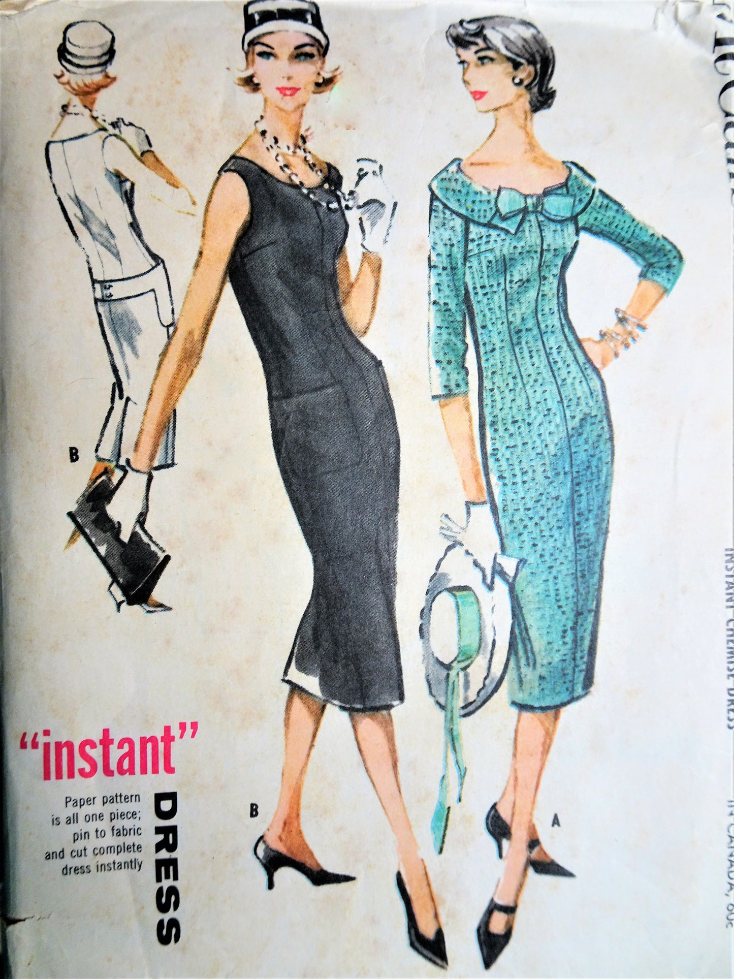 1950s CLASSY Chemise Dress Pattern McCALLS 4596 Daytime or Evening Bust 36 Two Lovely Versions Vintage Sewing Pattern