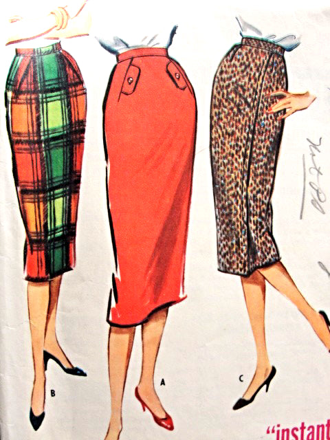 1950s Classy Pencil Skirt Pattern McCALLS 4680 One Yard One Pattern Piece Instant Skirt 3 Styles Vintage Sewing Pattern