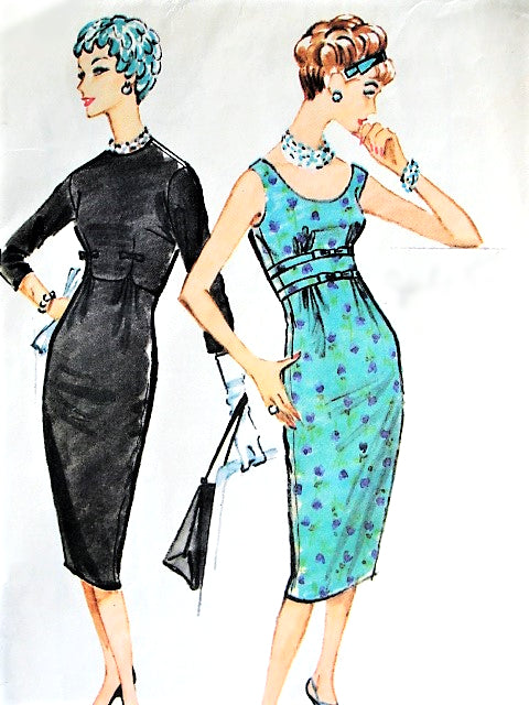 1950s CLASSY Chemise Empire Dress and Button Back Bolero Jacket Pattern McCALLS 4748 Flattering Design Day or Cocktail Party Evening Dress Bust 32 Vintage Sewing Pattern