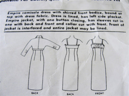 1950s GLAMOROUS Evening Cocktail Party Dress and Jacket Pattern McCALLS 4774 Camisole Top Slim Dress, Shortie Jacket, Bust 31 Vintage Sewing Pattern