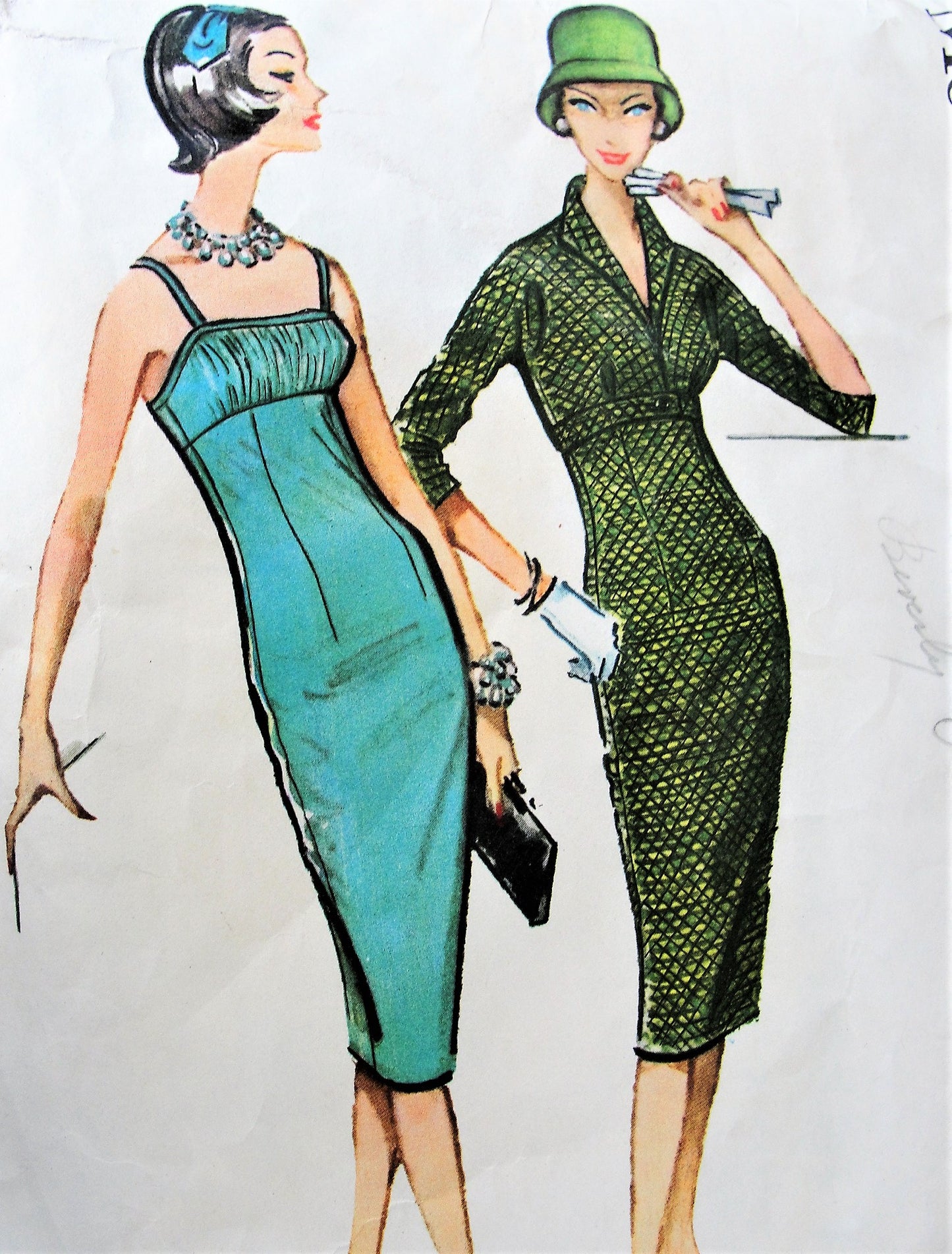 1950s GLAMOROUS Evening Cocktail Party Dress and Jacket Pattern McCALLS 4774 Camisole Top Slim Dress, Shortie Jacket, Bust 31 Vintage Sewing Pattern