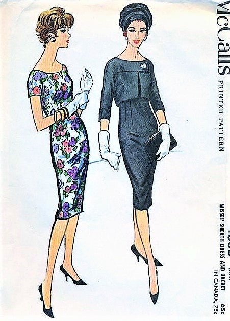 1950s CLASSY Sheath Dress and Jacket Pattern McCALLS 4835 Lovely Notched Neckline Slim Dress Day or Evening Bust 36 Vintage Sewing Pattern