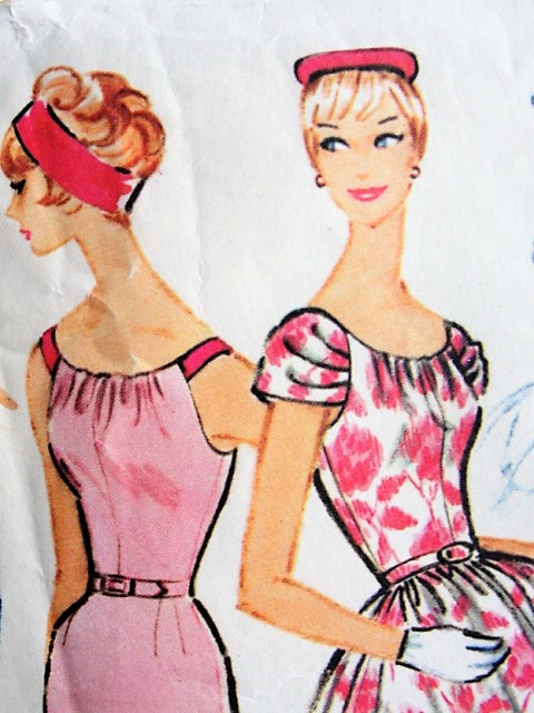 1950s GLAM Draped Neckline Slim or Full Skirt Cocktail Party Dress Pattern McCALLS 4957 Two Flattering Designs Bust 31 Vintage Sewing Pattern