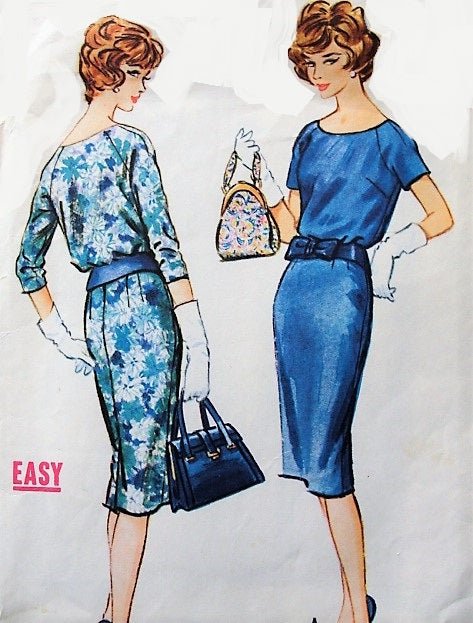 1950s  CHIC Slim Tw o Pc Dress Pattern McCALLS 4966 Classy Day or Cocktail Dinner Dress Bust 40 EASY To SEW Vintage Sewing Pattern