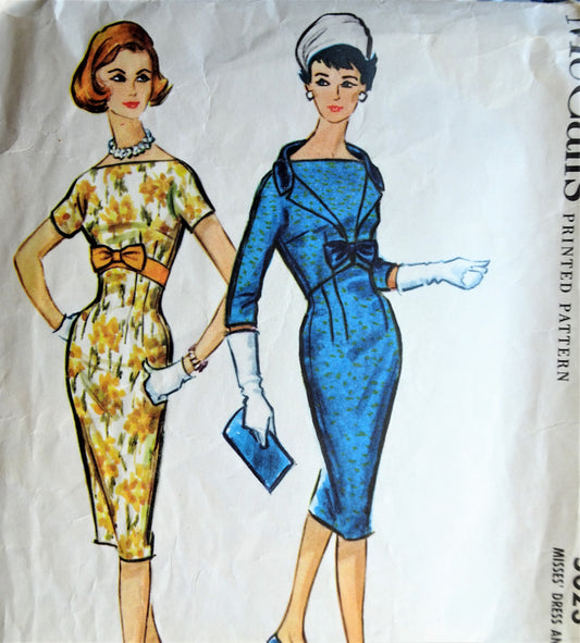 1950s STUNNING Sheath Dress and Jacket Pattern McCALLS 5023 Cocktail After 5 Dress, Bateau Neckline, Figure Flattering Design Bust 34 Vintage Sewing Pattern