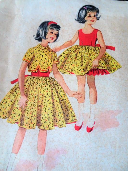 1950s PRETTY Girls' Dress with Attached Petticoat and Jacket Pattern McCALLS 5265 Lovely Design Size 8 Vintage Sewing Pattern