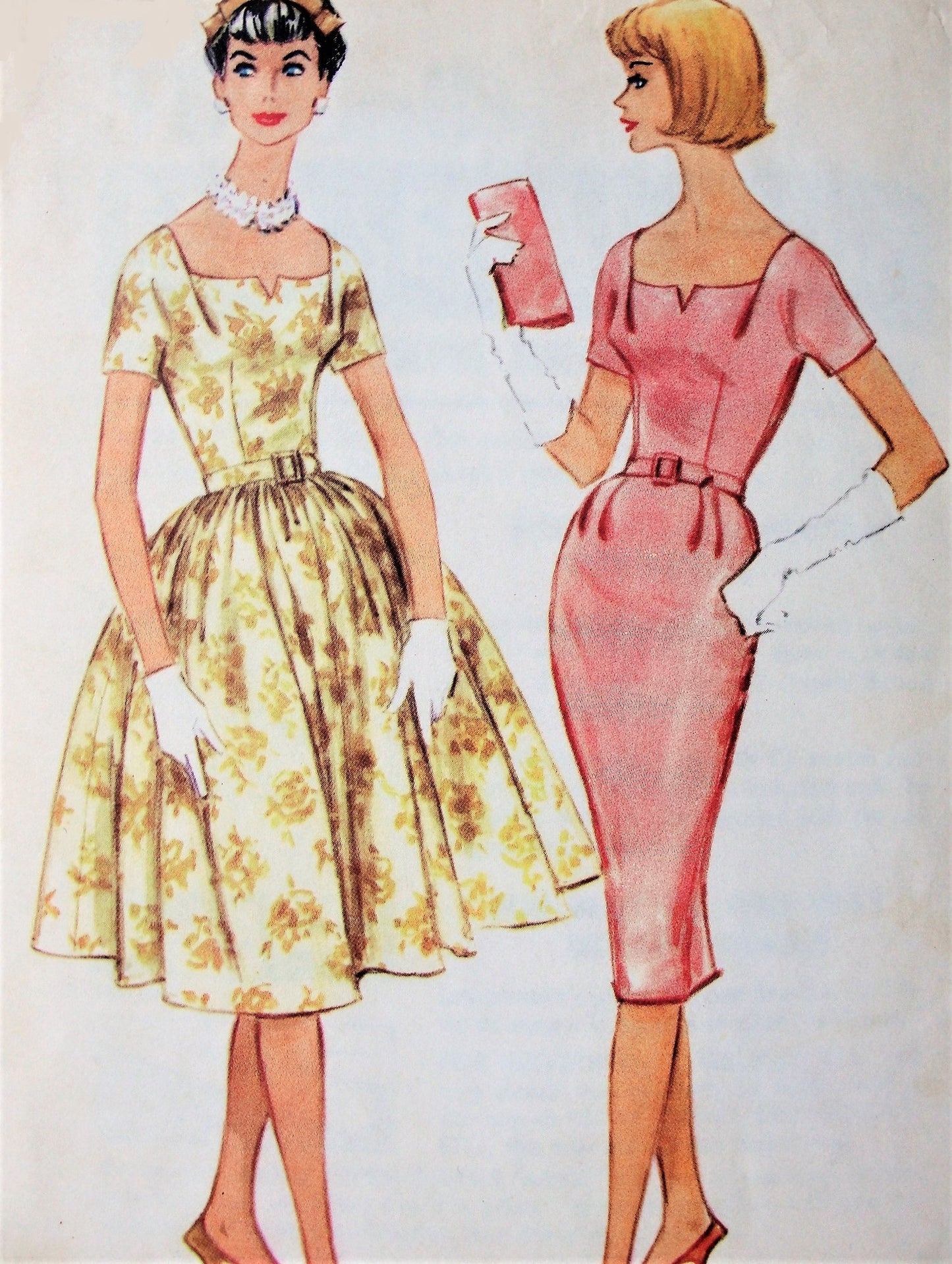 1960s LOVELY Full or Slim Skirt Dress Pattern McCALLS 5312 Beautiful Neckline, Day or Party Cocktail Dress Bust 32 Vintage Sewing Pattern