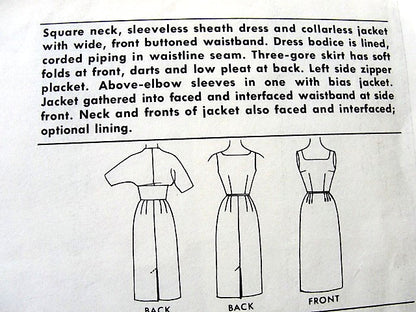 1960s CLASSY Slim Cocktail Party Dress and Jacket Pattern McCALLS 5315 Figure Flattering Design Bust 36 Vintage Sewing Pattern