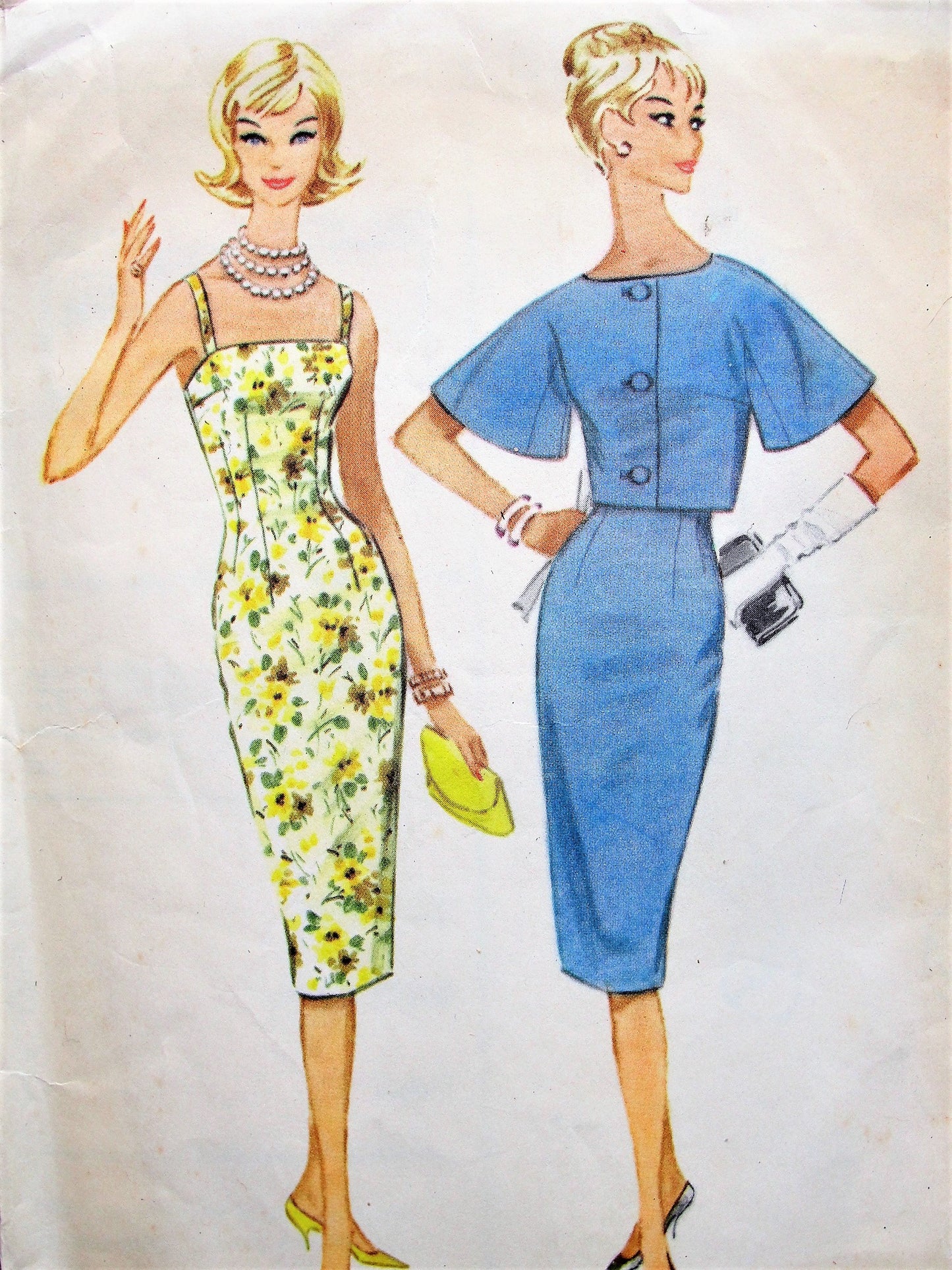 1960s STUNNING Cocktail Party Evening Dress Pattern McCALLS 5400 Eyecatching Camisole Top Sheath Dress and Jacket Bust 31 Vintage Sewing Pattern
