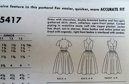 1960 LOVELY Dress and Shortie Jacket Pattern McCALLS 5417 Pretty V Neckline Day or Party Dress, Bust 36 Vintage Sewing Pattern