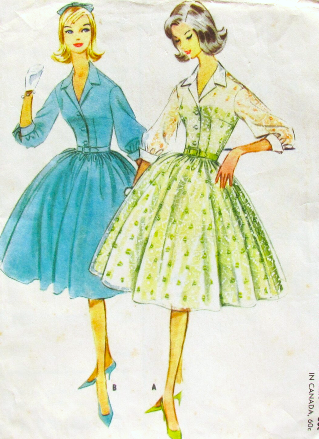 1960 LOVELY Party or Day Dress Pattern McCALLS 5448 Pretty Shirtwaist Design Bust 35 Vintage Sewing Pattern