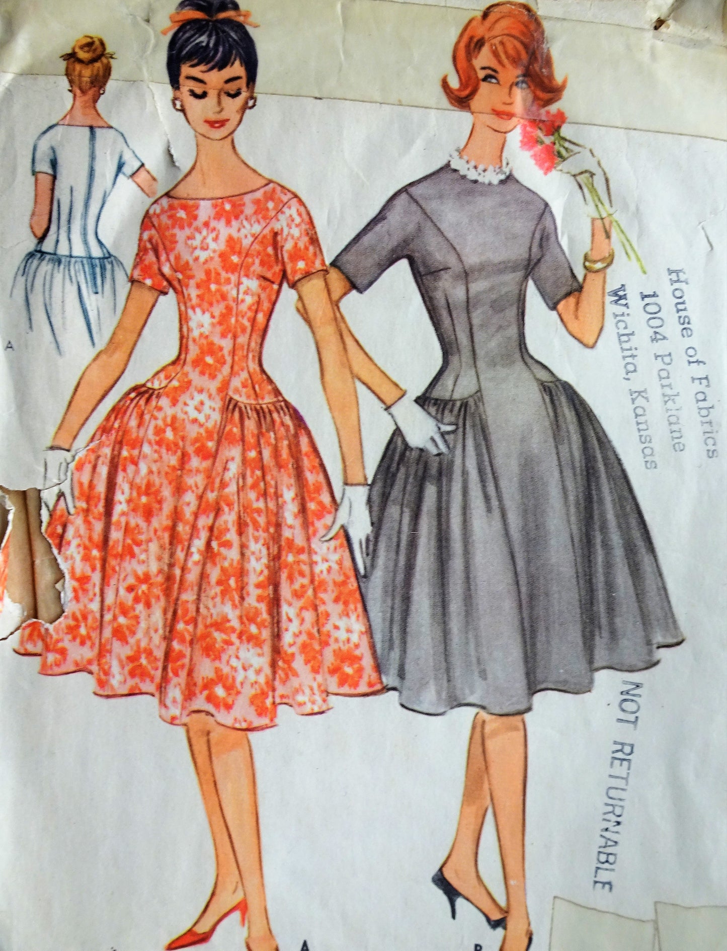 1960 FLATTERING Party Evening Dress Pattern McCALLS 5497 Lovely Cocktail Party Dress with Petticoat Slip, Bust 32 Vintage Sewing Pattern