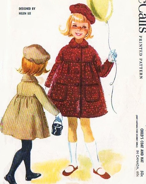 1960s LOVELY Helen Lee Childs Little Girls Coat and Hat Pattern McCALLS 5615 Girls Size 6 Sweet Designer Childrens Vintage Sewing Pattern