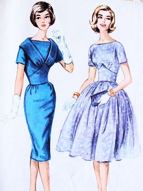 1960s LOVELY Cocktail Party Midriff Dress Pattern McCALLS 5722 Slim or Full Skirt Styles Figure Flattering Design Bust 36 Vintage Sewing Pattern