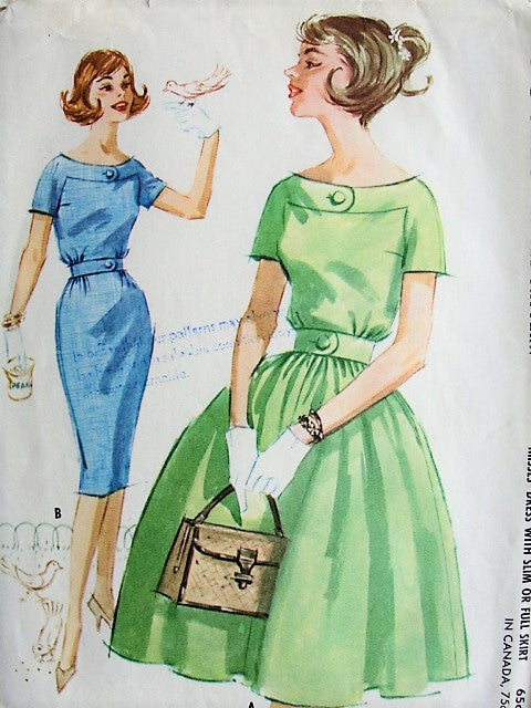 1960s LOVELY Slim or Full Skirted Dress Pattern McCALLS 5803 Very Pretty Design Bust 32 Vintage Sewing Pattern