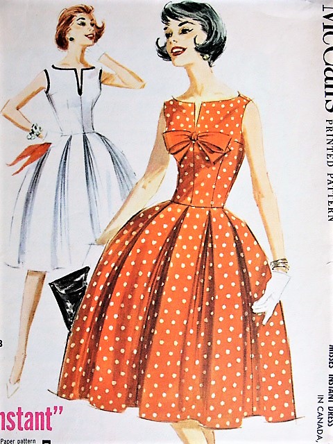 1960s BEAUTIFUL Dress Pattern McCALLS 5845 Lovely Dress Day or Party Bust 32 Vintage Sewing Pattern FACTORY FOLDED