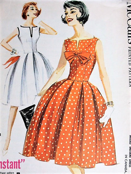 1960s BEAUTIFUL Dress Pattern McCALLS 5845 Lovely Dress Day or Party Bust 32 Vintage Sewing Pattern FACTORY FOLDED