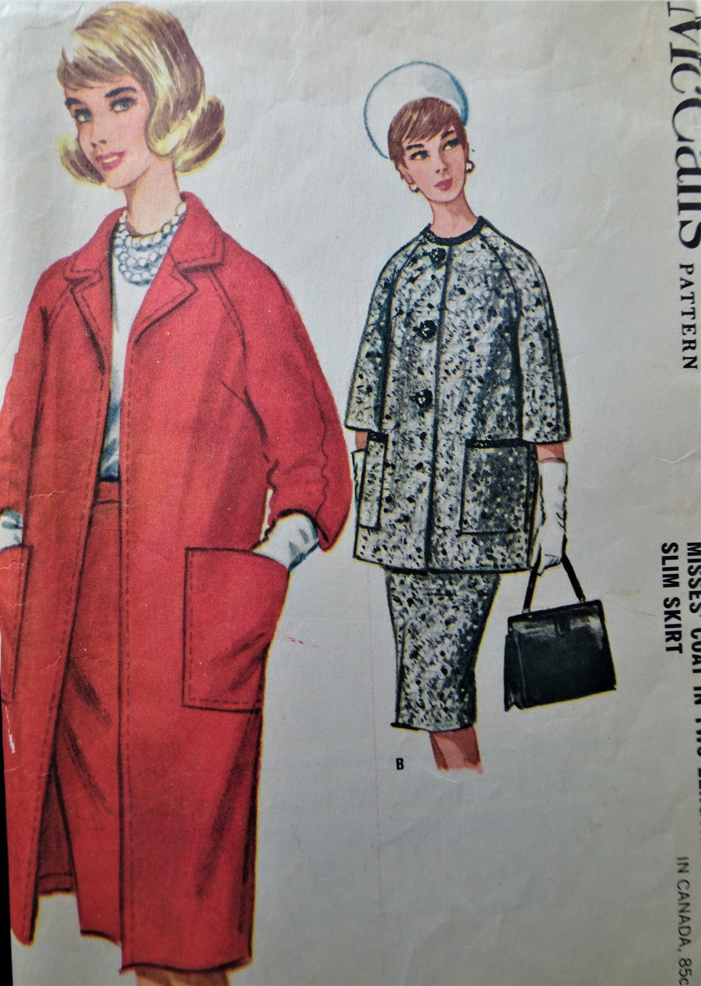 Early 1960s STYLISH Coat in Two Lengths and Slim Skirt Pattern McCALLS 6196 Bust 32 Vintage Sewing Pattern