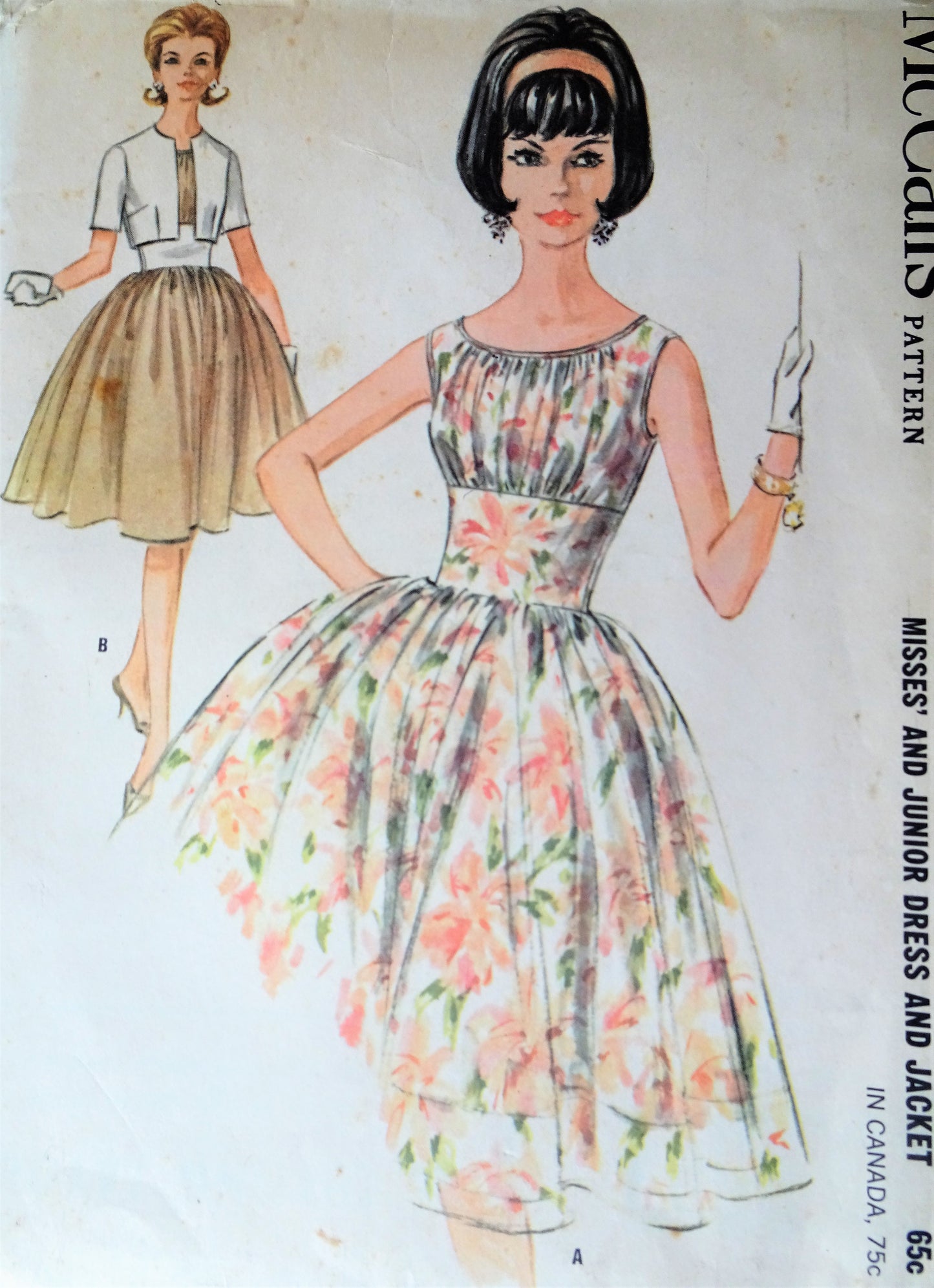 1960s BEAUTIFUL Dress and Jacket Pattern McCALLS 6365 Day or Party Evening Cocktail Dress, Shirred Bodice Midriff Dress Pure Flattery Bust 32 Vintage Sewing Pattern FF