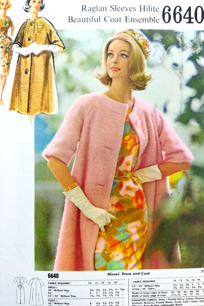 1960s STYLISH Slim Dress and Flared Coat Pattern McCALLs 6640 Elegant Design, Bust 34 Vintage Sewing Pattern