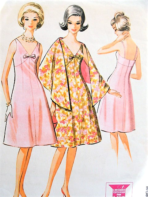1960s LOVELY Cocktail Party Evening Dress and Stole Pattern McCALLS 6842 V Neckline High Waisted Dress, Low Strappy Back Bust 34 Vintage Sewing Pattern FACTORY FOLDED