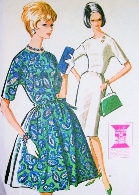 Early 60s Mad Men ErA Slim or Full Skirt Dress Pattern McCalls 6908 Jewel Neckline Flattering Design Daytime or Cocktail Party Style Bust 31 Vintage Sewing Pattern