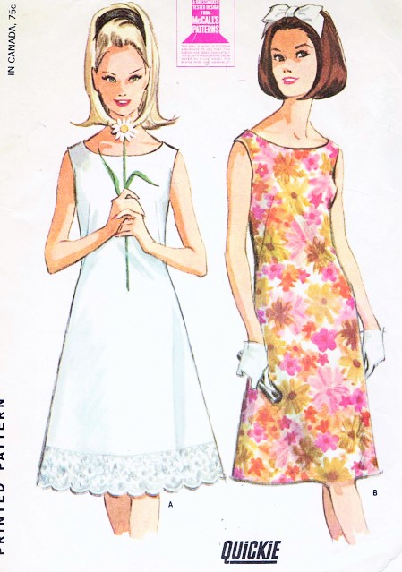 60s PRETTY Sleeveless Dress Pattern McCALLS 7815 Quickie easy To Sew A Line Dress Two Style Versions Bust 36 Vintage Sewing Pattern