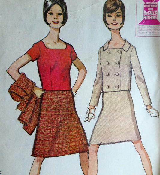 1960s MOD Suit and Blouse Pattern McCALLS 7936  Fabulous Courrèges Like Design, Bust 34 Vintage Sewing Pattern