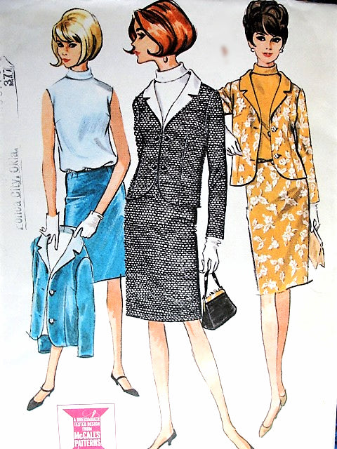 1960s CHIC Slim Suit and Blouson Blouse Pattern McCALLS 7975 Casual or Dressy Stylish Suit Bust 31 Vintage Sewing Pattern FACTORY FOLDED