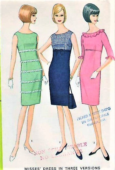 1960s LOVELY Empire Waist Slim Dress Pattern McCALLS 8178 Three Pretty Style Versions Bust 31 Vintage Sewing Pattern UNCUT
