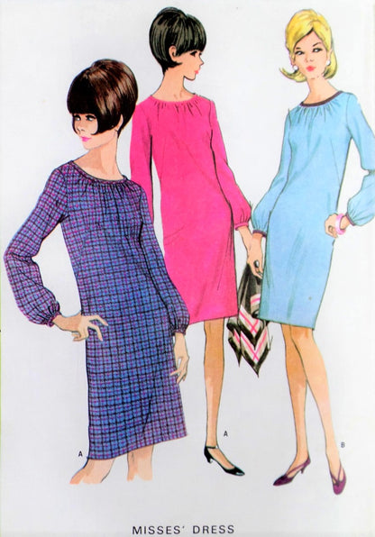 1960s MOD Shift Dress Pattern McCALLS 8362 Cute  Slim Dress Bust 32 Vintage Sewing Pattern UNCUT