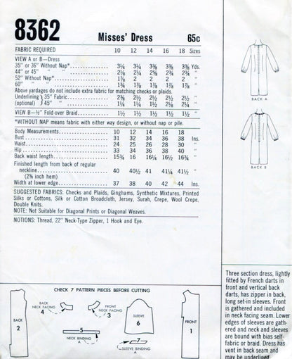 1960s MOD Shift Dress Pattern McCALLS 8362 Cute  Slim Dress Bust 32 Vintage Sewing Pattern UNCUT