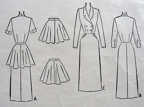 1950s CHIC Slim Dress With Detachable PEPLUM Pattern McCALLS 8544 Very Stylish Day or After 5 Bust 32 Vintage Sewing Pattern