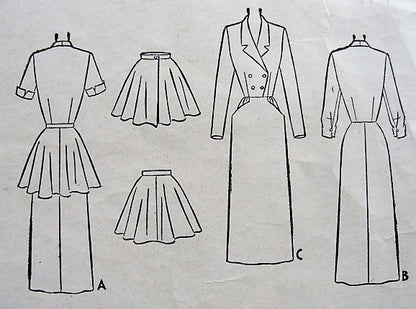 1950s CHIC Slim Dress With Detachable PEPLUM Pattern McCALLS 8544 Very Stylish Day or After 5 Bust 32 Vintage Sewing Pattern
