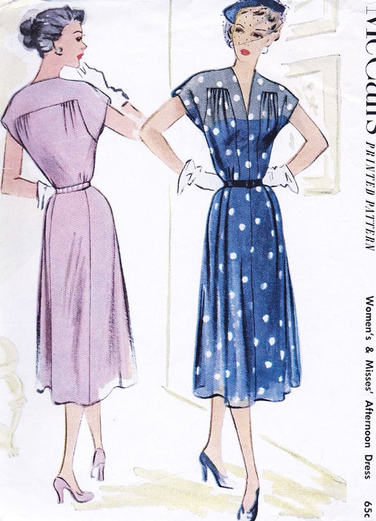 1950s LOVELY Dress Pattern McCALLS 8578 Daytime or Afternoon Dinner Dress Perfect For Sheer Fabrics Bust 34 Vintage Sewing Pattern FACTORY FOLDED