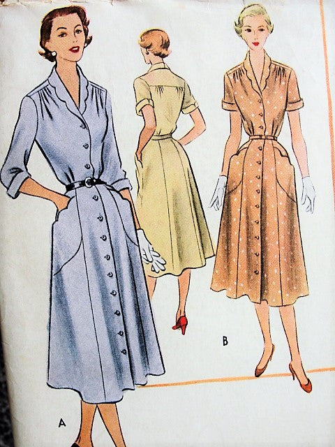 1950s DAINTY Tailored Dress McCall's 8593 Vintage Sewing Pattern Bust 30