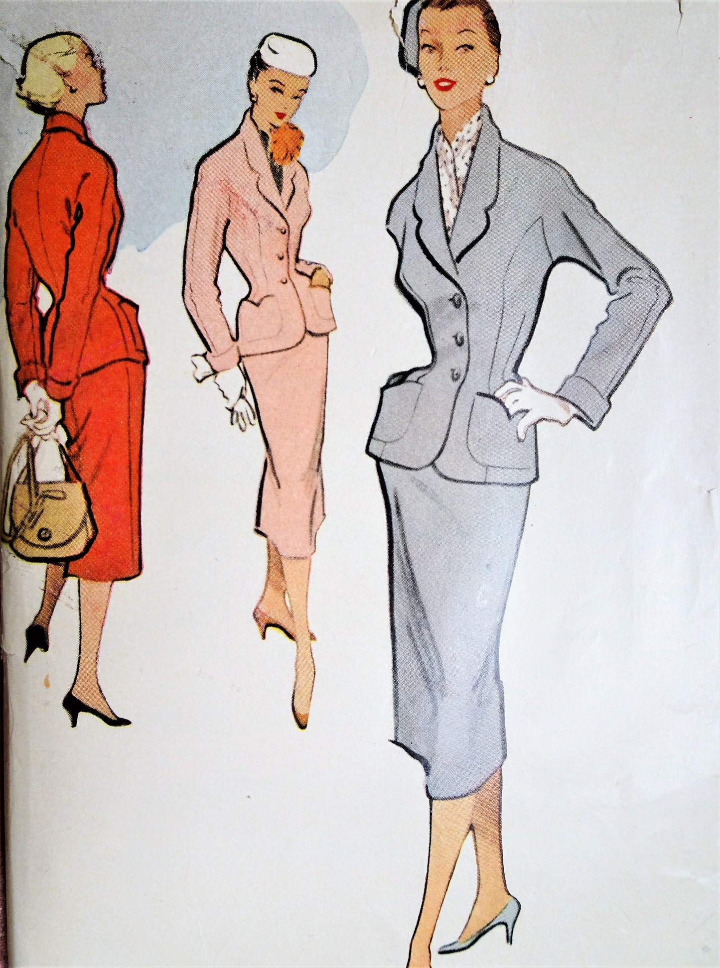 1950s STUNNING Fitted Suit Pattern McCALLS 8863 Beautiful Design Details, Nip In Waist Jacket, Slim Skirt,Bust 32 Vintage Sewing Pattern