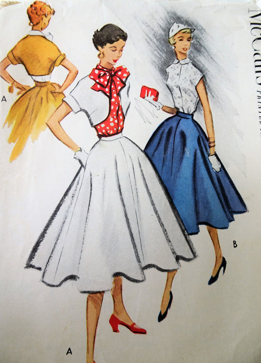 1950s LOVELY Full Skirt, Blouse and Bolero Jacket Pattern McCALLS 8871 Two Blouse Versions Bust 33 Vintage Sewing Pattern